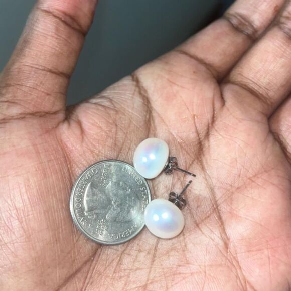 Classic 7mm Freshwater Pearl Stud Earrings | Minimalist 925  Freshwater Pearl Stud Earrings 925 Sterling Silver Classic Minimalist Real Pearl